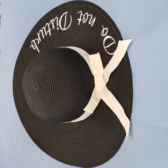 Black Wide Brim Embroidered Hat - Picture 3 of 5